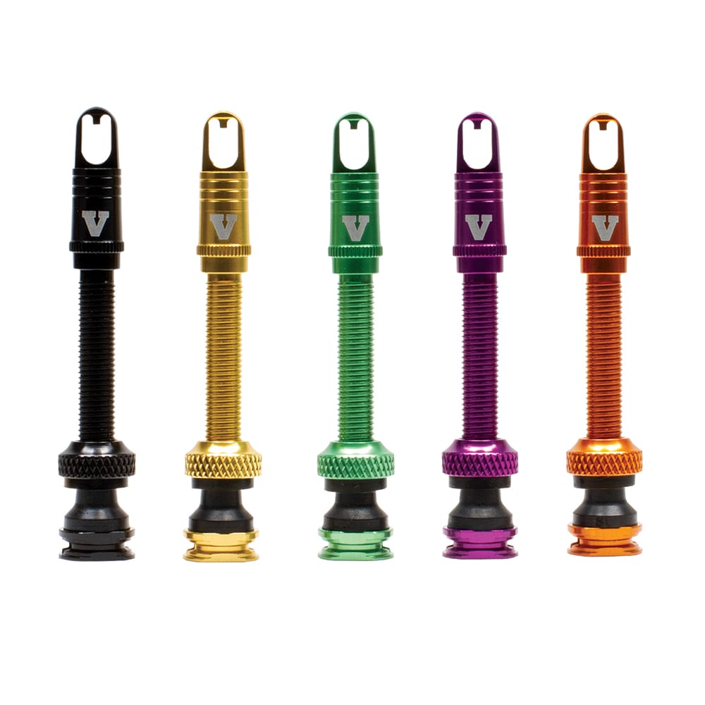 TLC 50mm  Tubeless valve stems, available in Black, Yellow, Green, Purple and Orange.